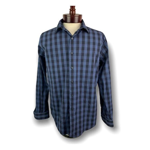 Alfani Other - Large Alfani Slim Fit Stretch Long Sleeve Button Up Blue Plaid Check Dress Shirt